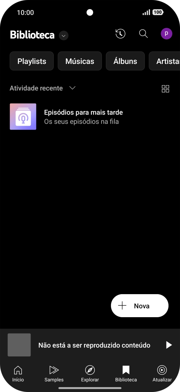 Prima a lista suspensa.