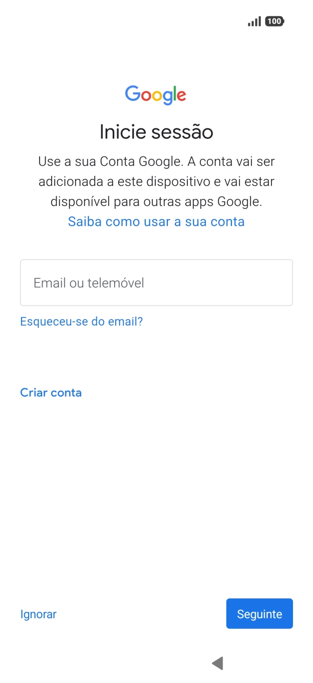 Siga as indicações no ecrã para terminar a ativação.