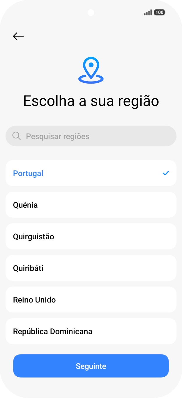Prima a área ou país pretendido.