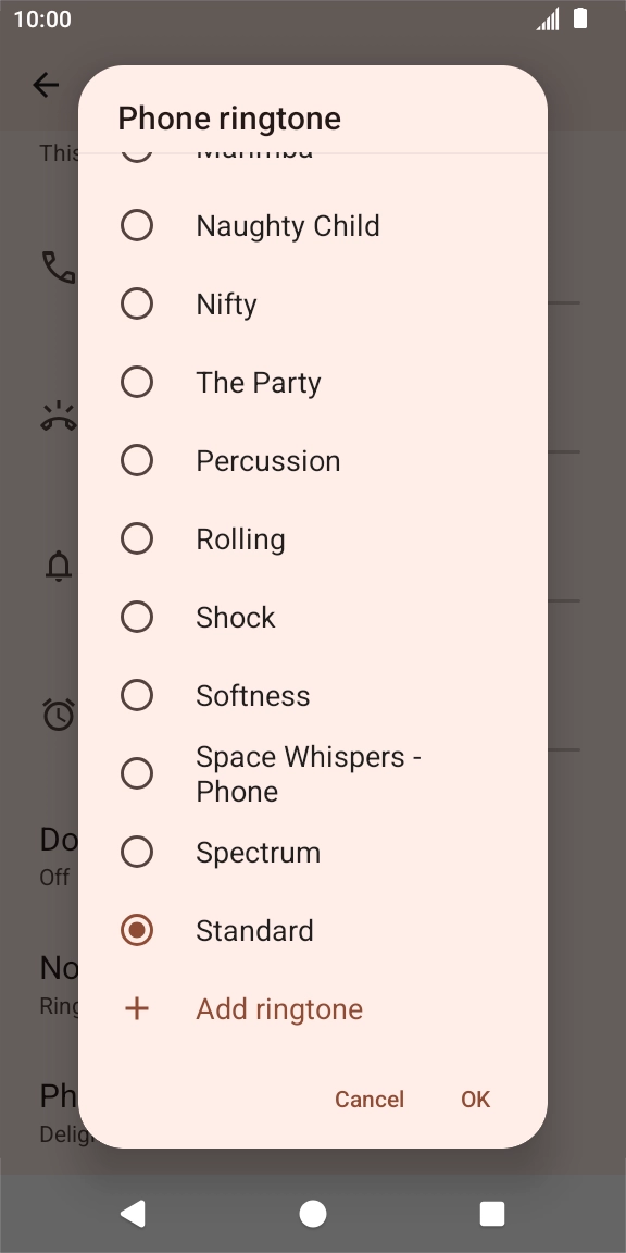 Press the different ring tones to hear them.