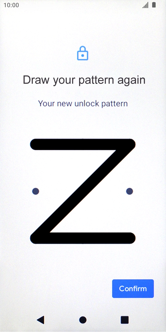 Press Confirm to create the phone lock code using a pattern.