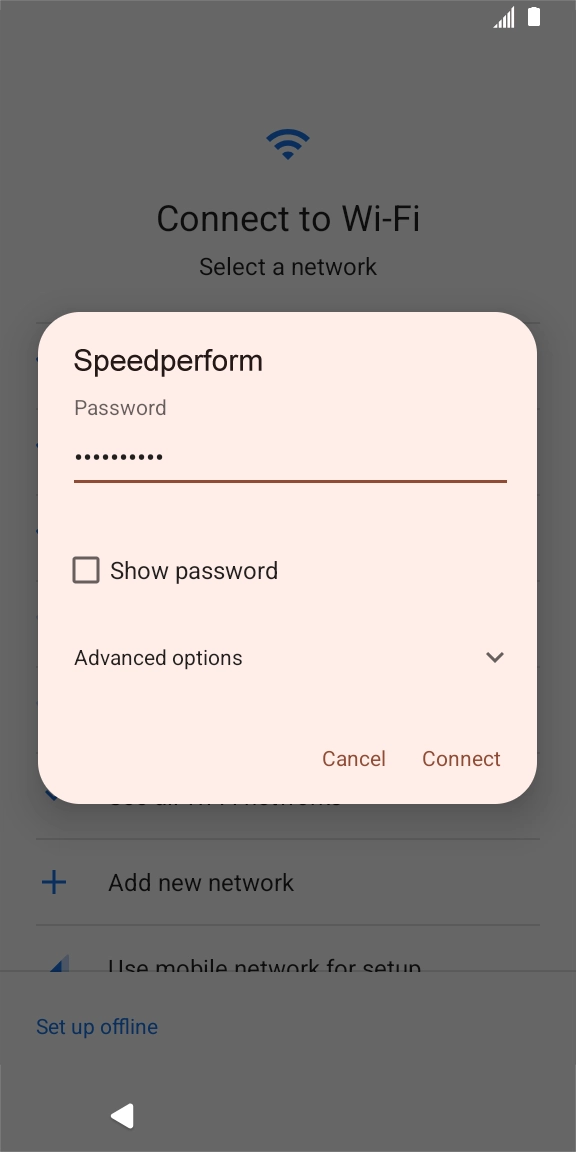 Key in the password for the Wi-Fi network and press Connect. Key in the password for the Wi-Fi network and press Connect.