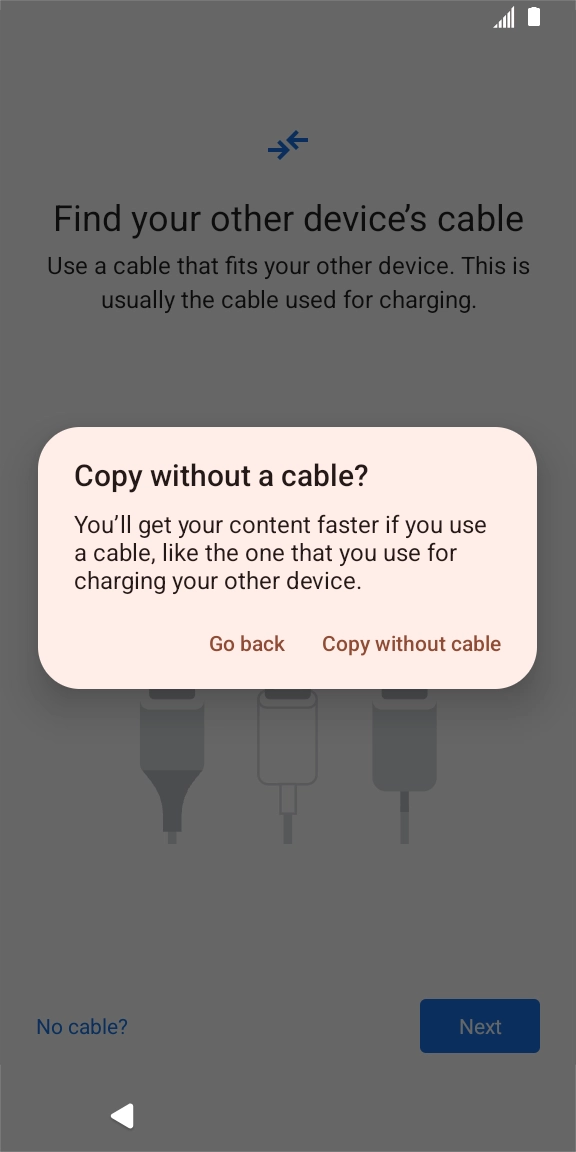 Press Copy without cable.
