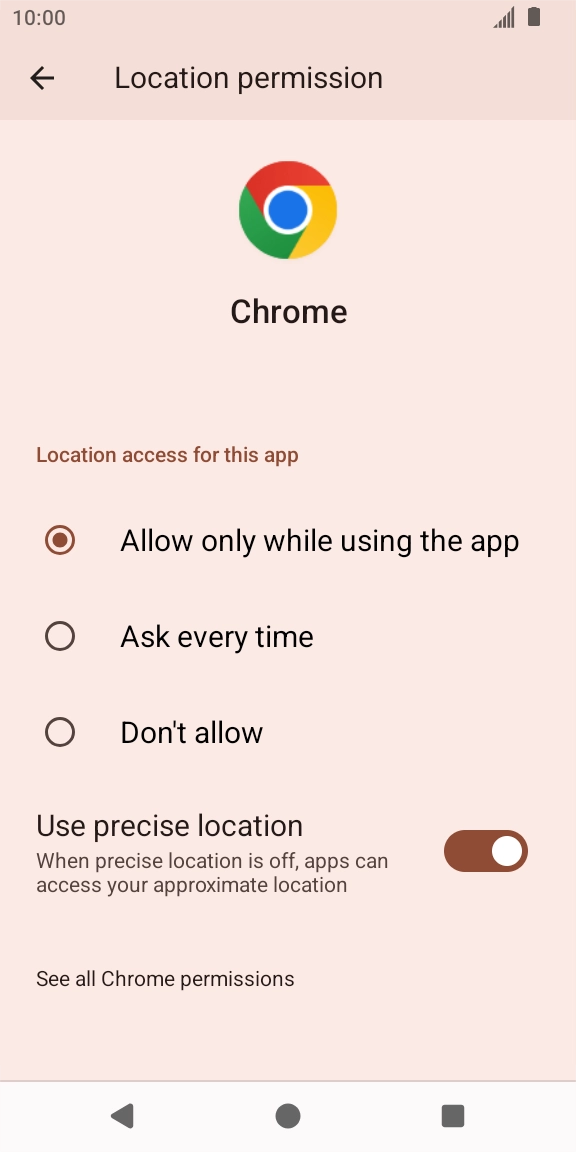 Press the required setting. Press the required setting.