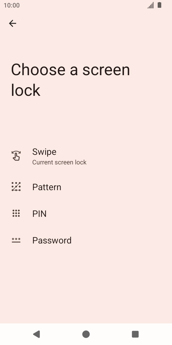 Press Pattern and follow the instructions on the screen to create the selected phone lock code.