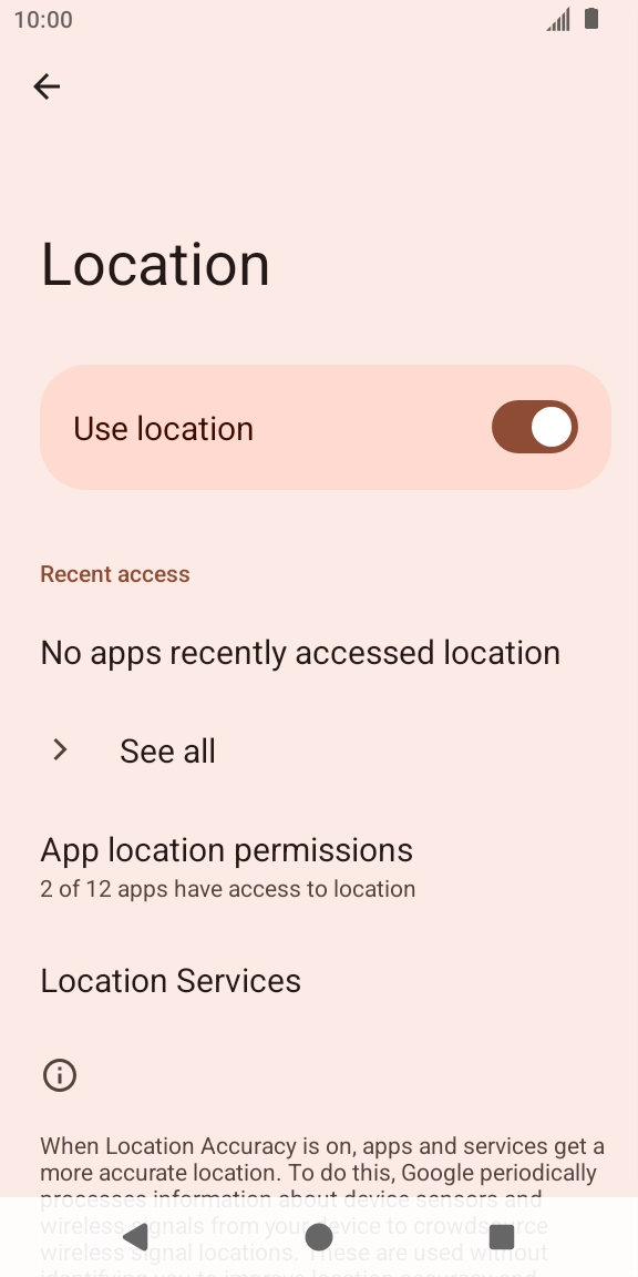 Press App location permissions. Press App location permissions.