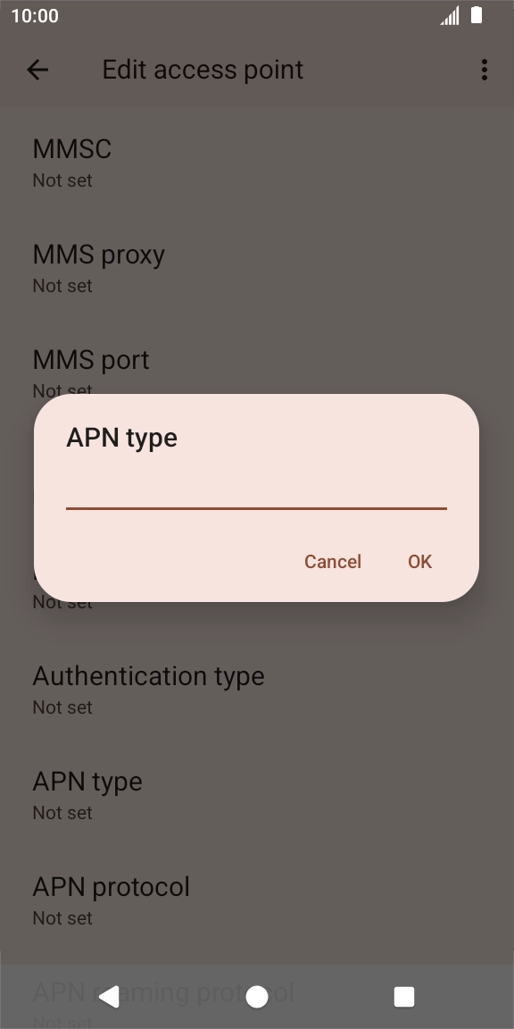 Key in default and press OK. Key in default and press OK.