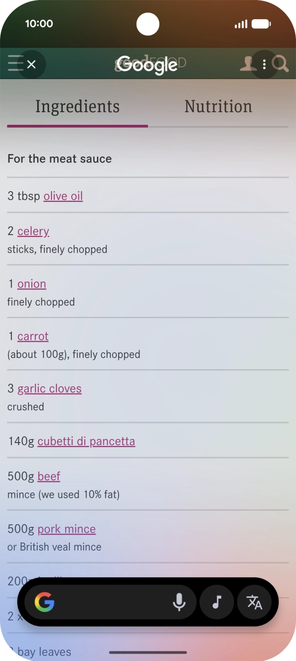 Press the translate icon.
