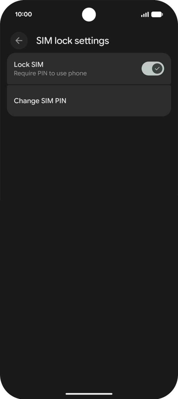 Press the indicator next to 'Lock SIM' to turn the function on or off.