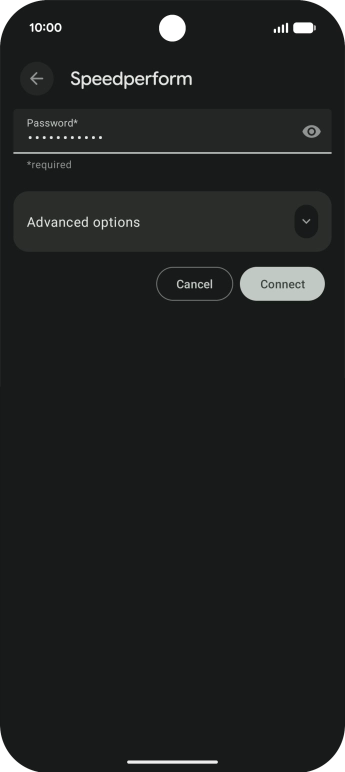 Key in the password for the WiFi network and press Connect.