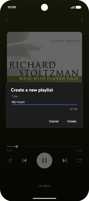 Key in a name for the playlist and press Create.