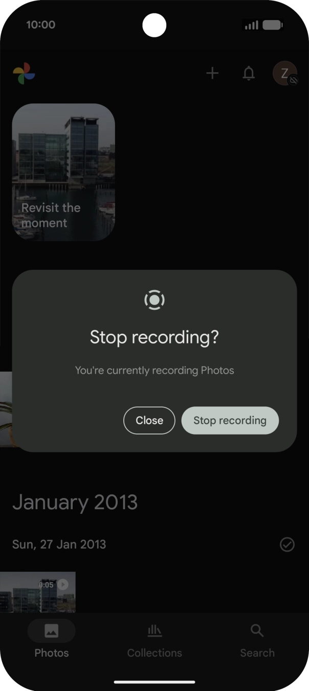 Press Stop recording to stop recording.