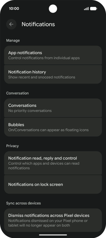 Press App notifications. Press App notifications.