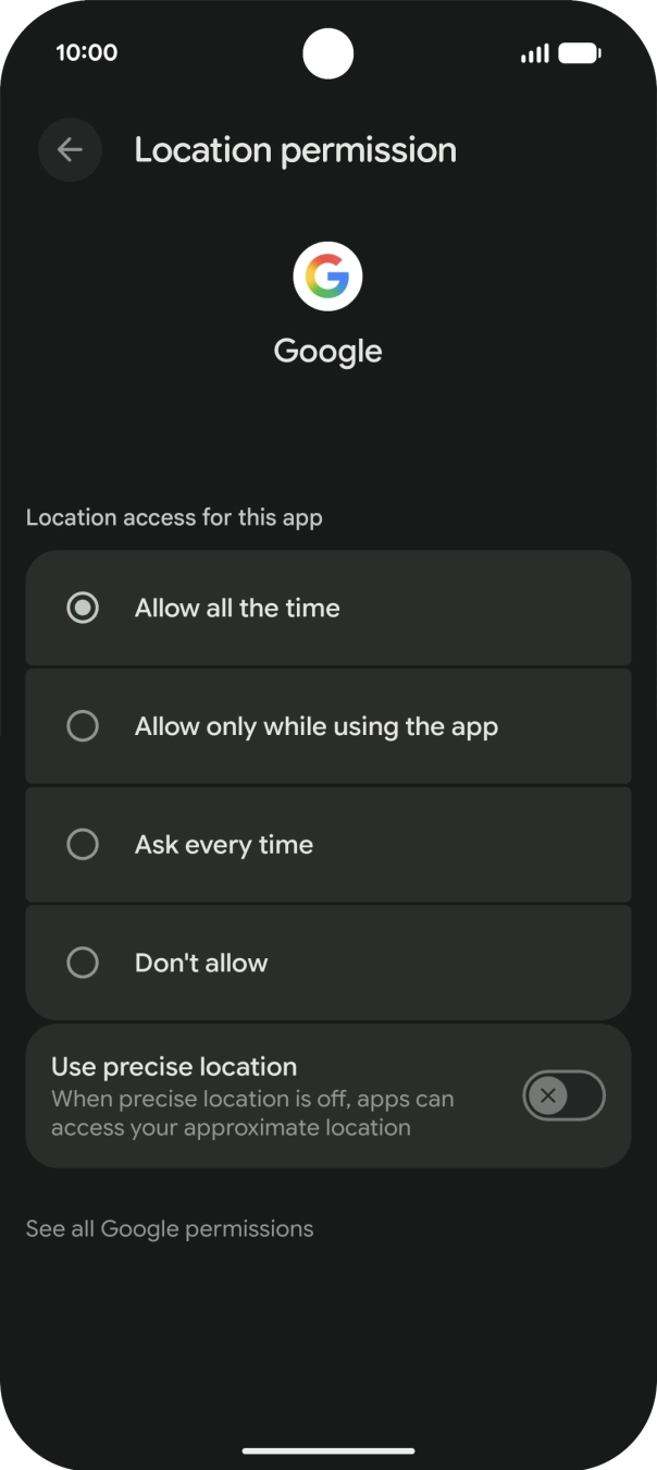 Press the required setting. Press the required setting.