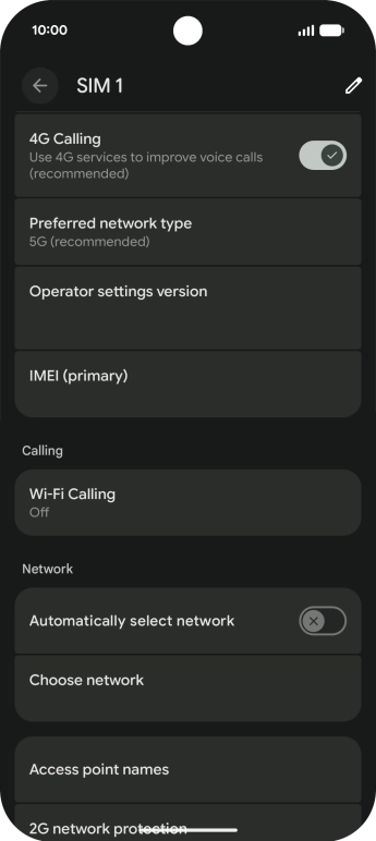 Press the indicator next to 'Automatically select network' to turn on the function.