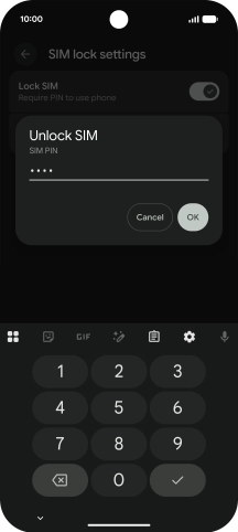 Key in your SIM PIN and press OK. The default SIM PIN is 0000.