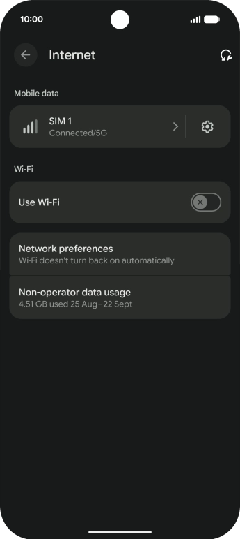 Press the indicator next to 'Use Wi-Fi' to turn on the function.