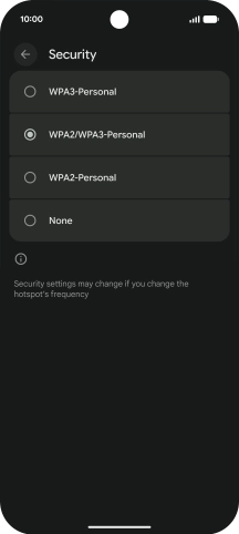 Press WPA3-Personal to password protect your WiFi hotspot.