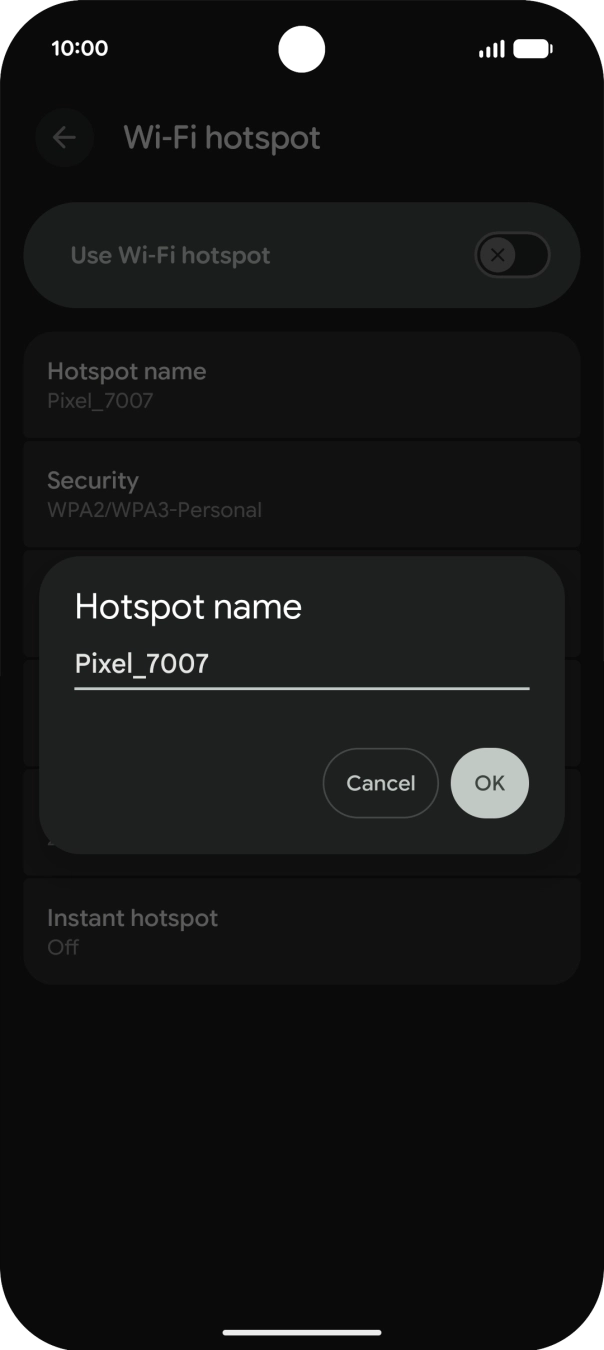 Key in the required WiFi hotspot name and press OK.