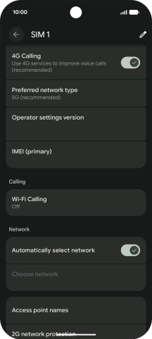 Press the indicator next to 'Automatically select network' to turn off the function and wait while your phone searches for networks.