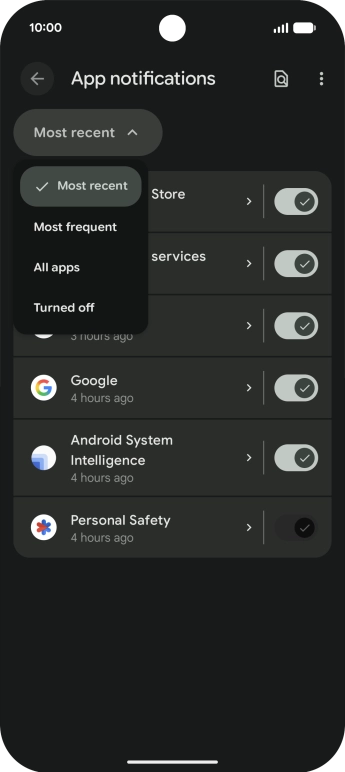 Press the required setting. Press the required setting.