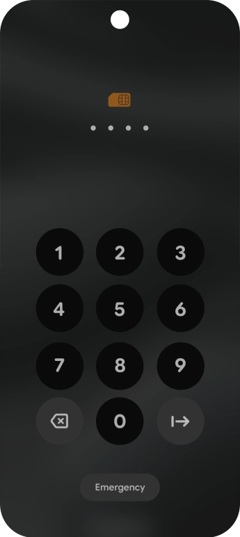 If your SIM is locked, key in your SIM PIN and press arrow right. The default SIM PIN is 0000.