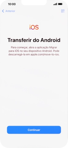 Antes de ser possível transferir conteúdo para o seu telefone, é necessário instalar a app 
