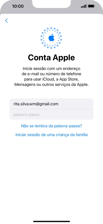 Prima palavra-passe e introduza a password do ID Apple.