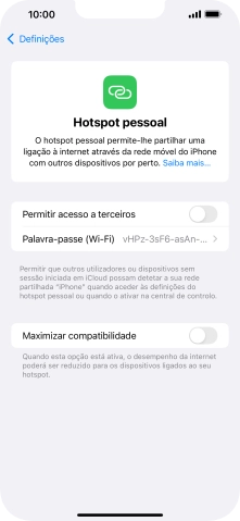 Prima Palavra-passe (Wi-Fi) e introduza a password pretendida.