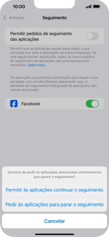 Se desativar a função, prima a definição pretendida.