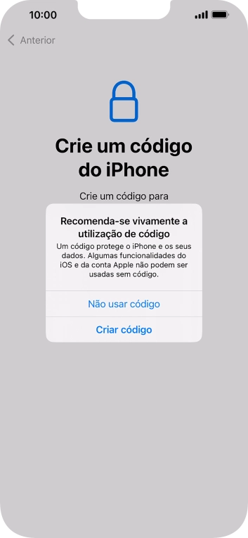 Se desativar a função, prima Não usar código.