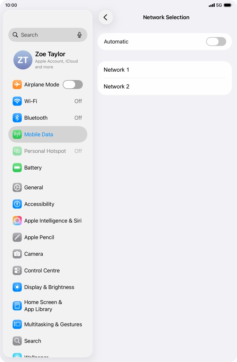 If you turn off the function, press the required network.