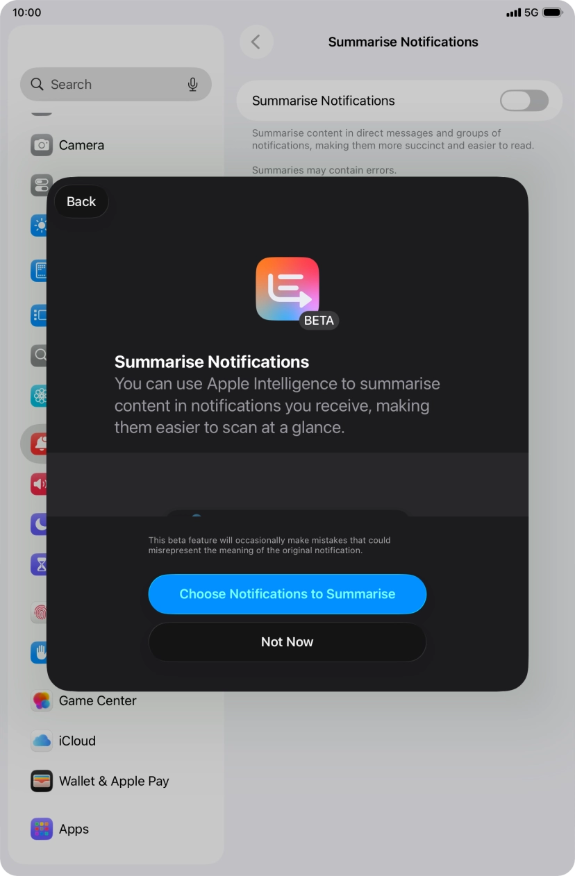 If you turn on the function, follow the instructions on the screen to select more settings.