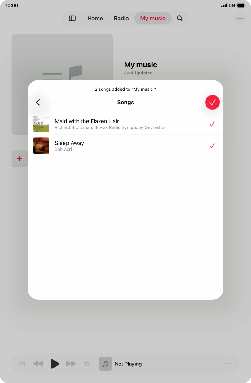 Press the confirm icon.