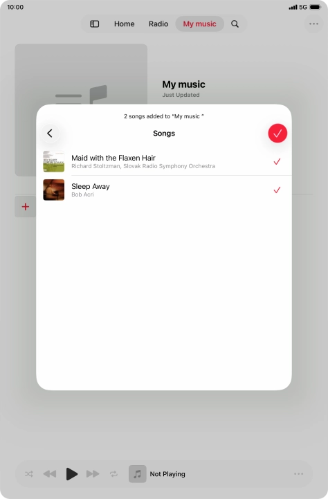 Press the confirm icon.