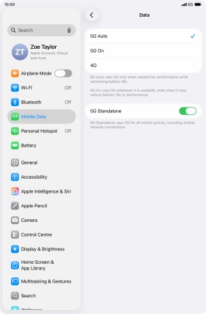 To turn on automatic switch between 5G and 4G, press 5G Auto. To turn on automatic switch between 5G and 4G, press 5G Auto.