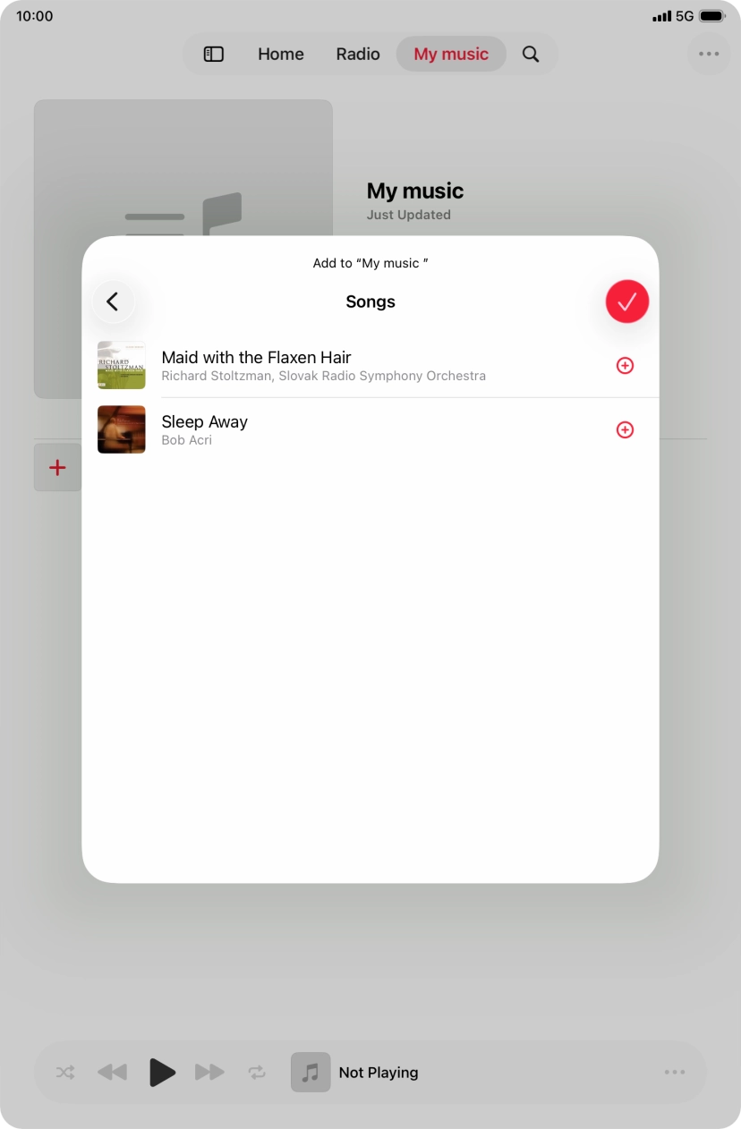 Go to the required category and press the add icon next to the required audio file.