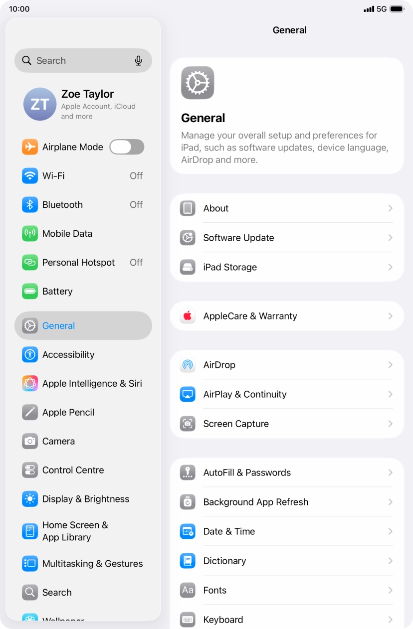 Press Software Update. If a new software version is available, it's displayed. Follow the instructions on the screen to update the tablet software.