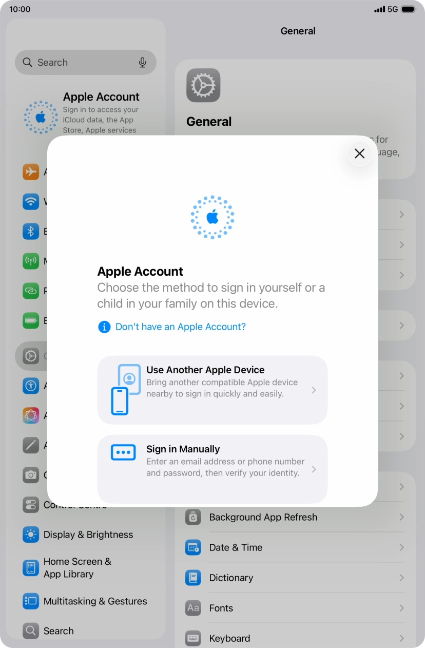 Press Sign in Manually.