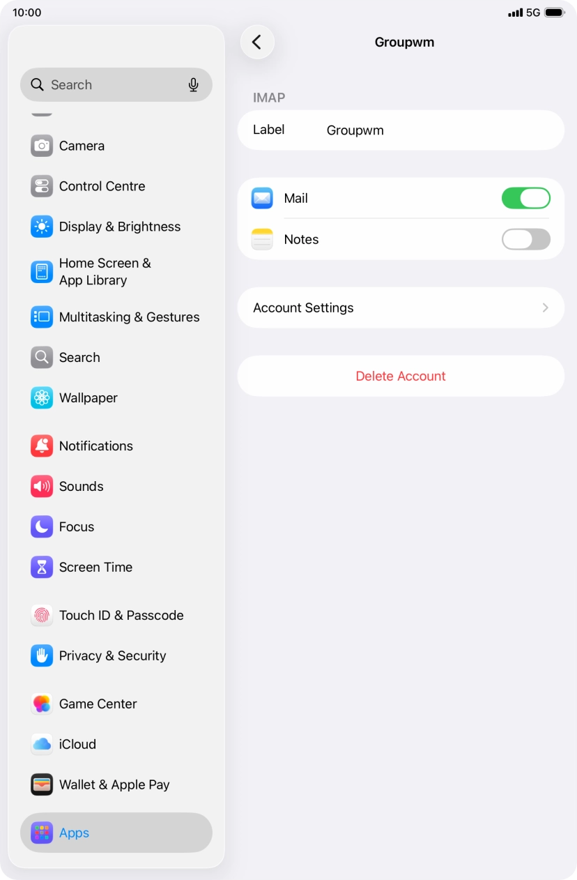Press Account Settings.