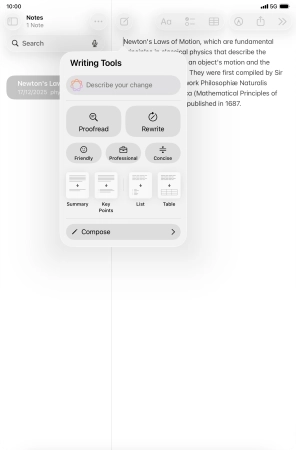 Press Describe your change and write in your own words how you would like the text to be rewritten. Follow the instructions on the screen to use the function.