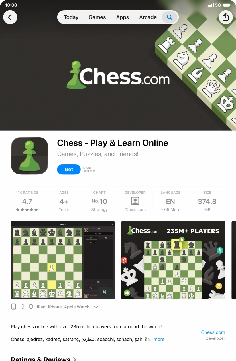 Press Get and follow the instructions on the screen to install the app.