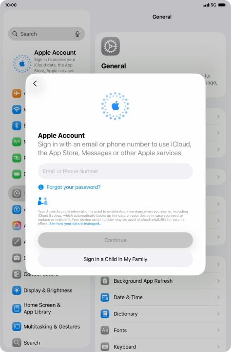 Press Email or Phone Number and key in the username for your Apple Account.