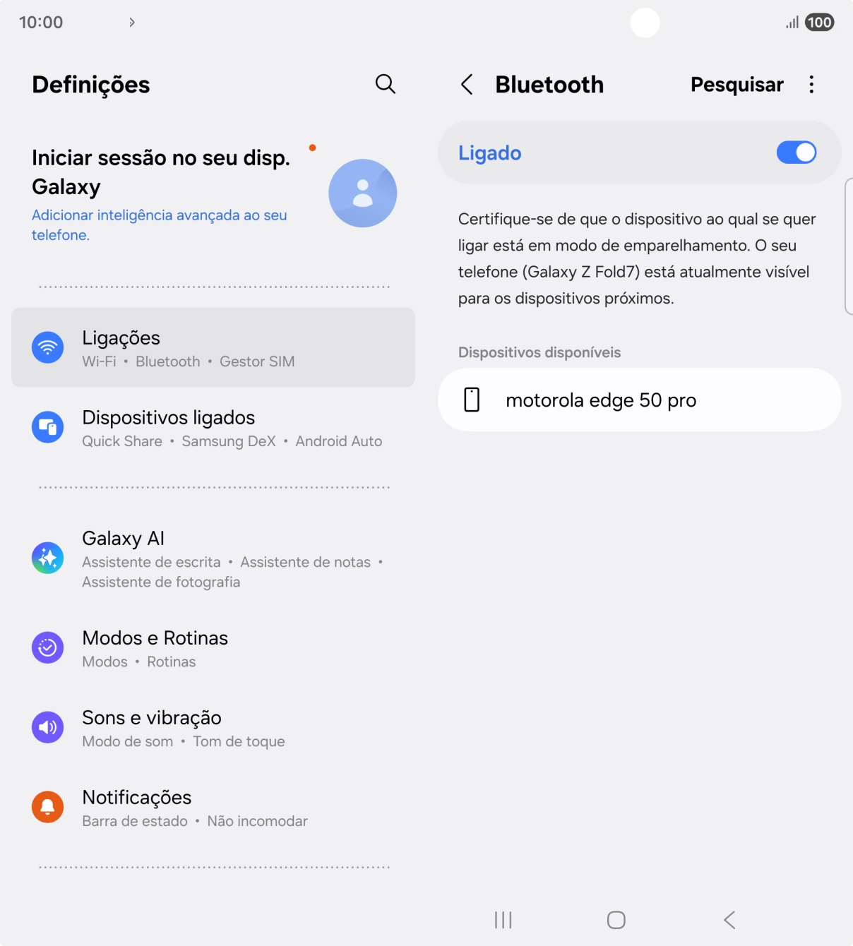 Prima o dispositivo Bluetooth pretendido e siga as indicações no ecrã para emparelhar o dispositivo pretendido com o telefone.