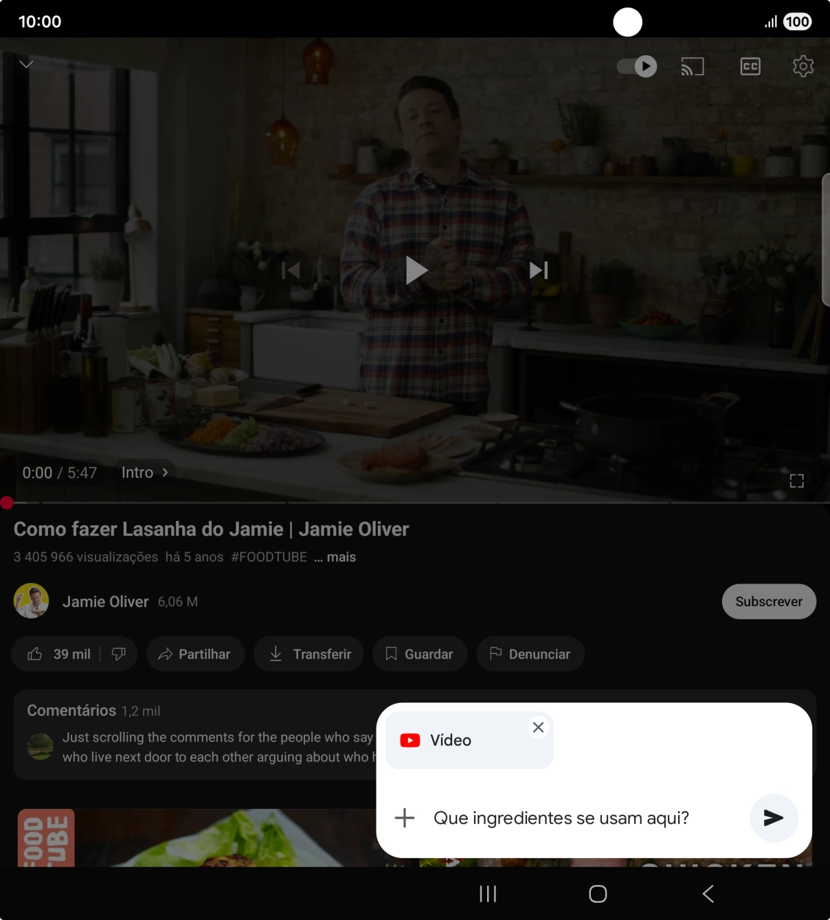 Siga as indicações no ecrã para escrever ou ditar a pergunta pretendida para o vídeo.