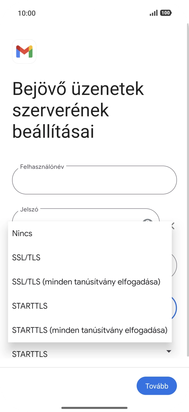 Válaszd az SSL/TLS lehetőséget.