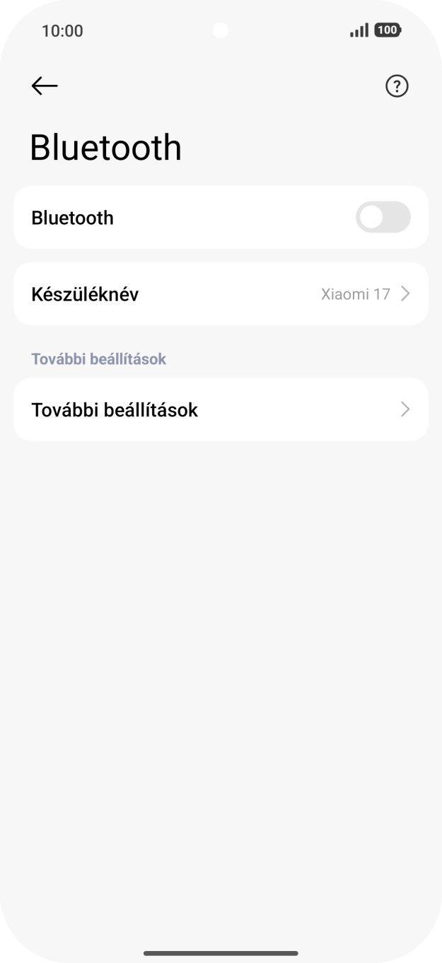 Kattints a „Bluetooth” melletti csúszkára a funkció bekapcsolásához.