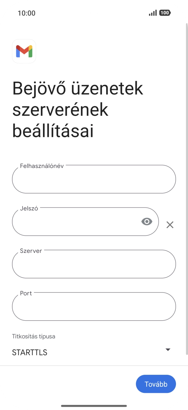 Kattints a „Felhasználónév” alatti mezőre, és írd be az e-mail-fiókodhoz tartozó felhasználónevet.