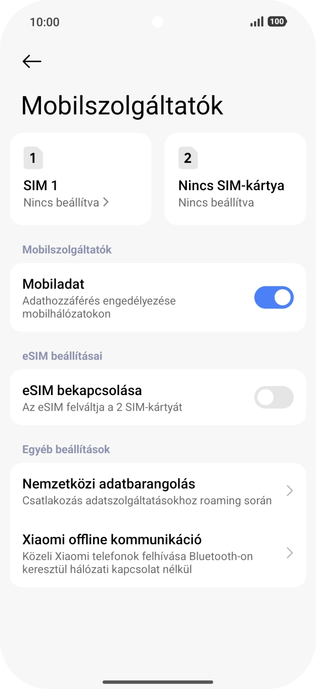 Kattints az „eSIM bekapcsolása” melletti csúszkára.