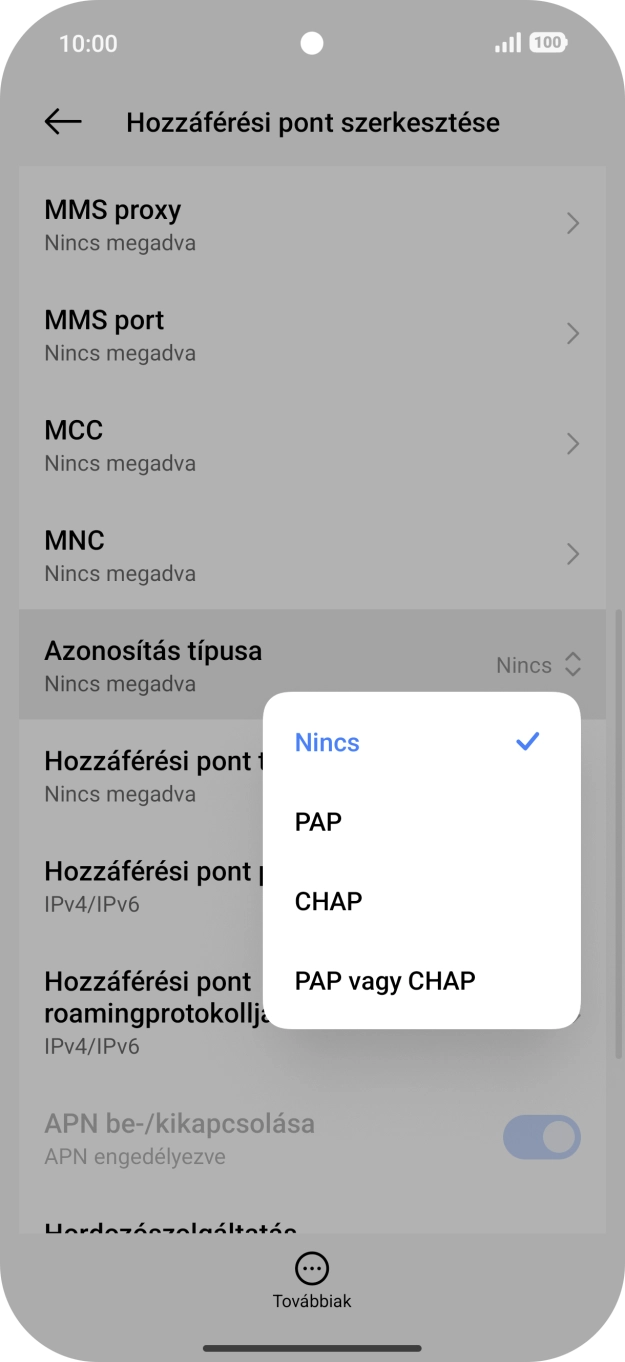 Válaszd a PAP lehetőséget.